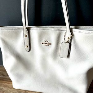 Authentic Coach Purse - creamy white with gold accents